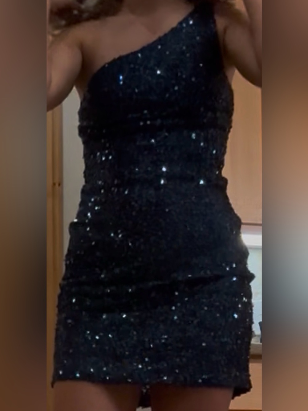Macys Black Sequined one strap Women’s Dress
